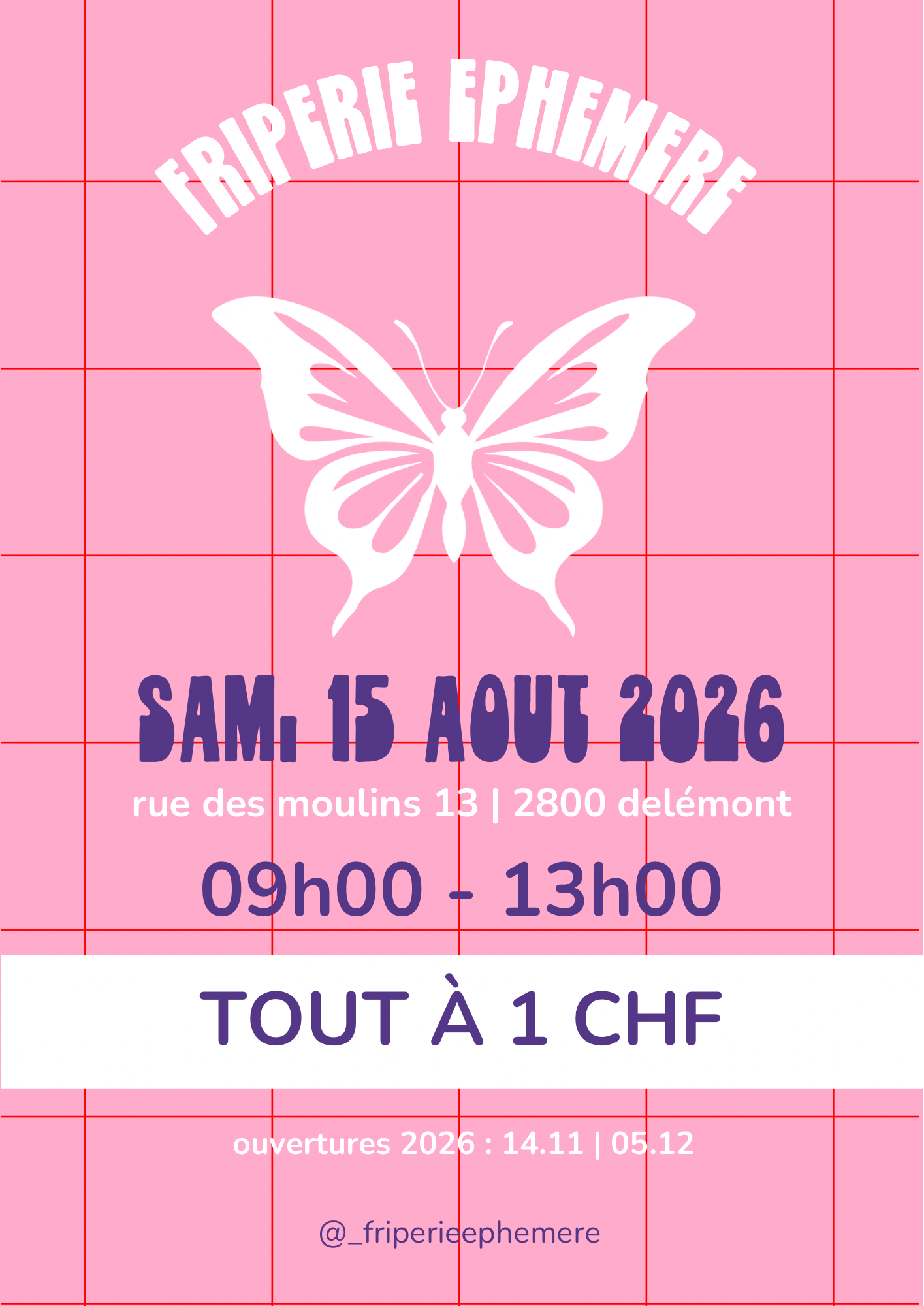 Friperie éphémère 15.08.2026 Friperie éphémère 15.08.2026