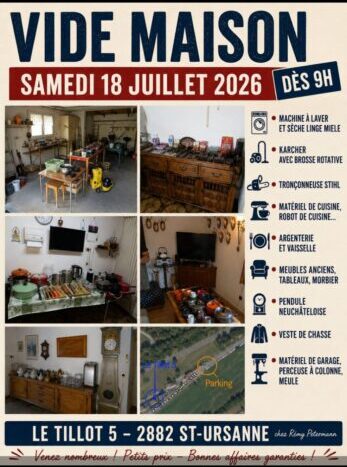 vide maison saint ursanne 18 juillet 2026 Vide maison